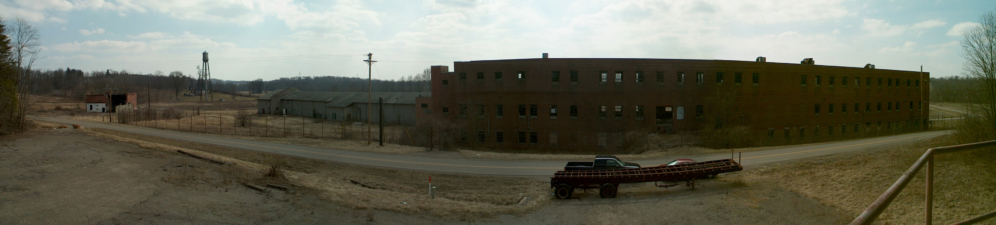 A wide view panoramic of the prison grounds.