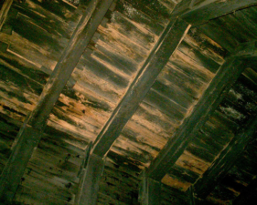 The walls of the tunnel angled up to the roof.