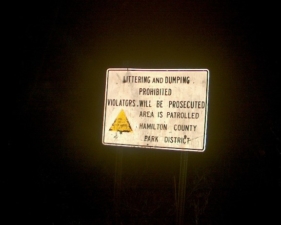 The sign at the end of the cul-de-sac. We did not see "Amy" written anywhere on it.