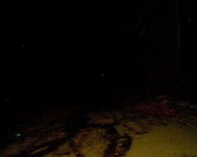 The muddy pavement at the end of Lick Road.