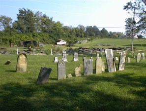The east end of Lockbourne Cemetery. Most of the stones were made from limestone and sandstone.