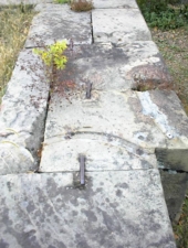 Notice the iron staples between the stones of Lock 26. Also notice the holes and half-circle where the gates were once attached.