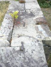 Notice the iron staples between the stones of Lock 26. Also notice the holes and half-circle where the gates were once attached.