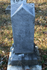 The tombstone of Francis Rhoads. She died at 64-years-old on January 27, 1889.