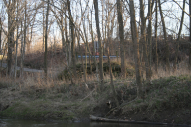 The foundation of Loucks Bridge on the other side of the creek.