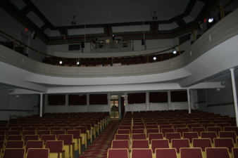 A view of the seating area from the stage.