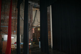 The backstage area as seen from the middle of the stage.