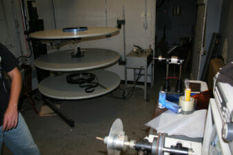 Some projector equipment in the second floor projection room.
