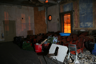 Half of the ballroom's floor was used to store old seating.