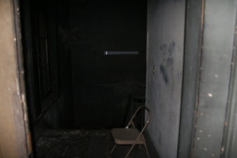 Looking to the same set of stairs from the top later in the night.