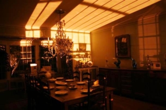 The outside lighting made a neat effect in the dining room.
