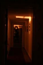 The light cast from a window and spilled into the hallway.