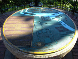 An early pioneer map of Marietta circa 1792. It showed the original contents of the town on this plaque.