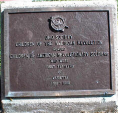 This plaque was dedicated to the children of the Revolutionary War who were among the first settlers of Marietta.