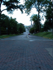 Some of Marietta's remaining trolley tracks. The tracks are no longer used.