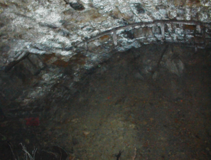 The remains of a gated archway in the winery tunnel.