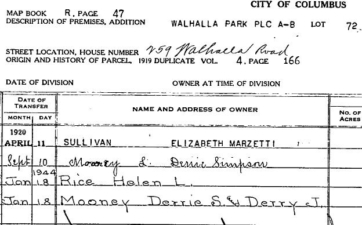 This property card shows that the mansion was indeed owned by the Mooney's.