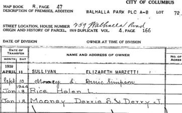 This property card shows that the mansion was indeed owned by the Mooney's.