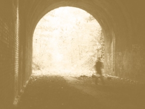 A sepia-toned image of the photo shows more detail of the apparition's outline.