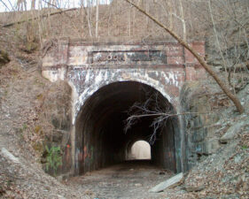 The east end of Moonville Tunnel. It was from this end that we would later hear footsteps and running toward us.