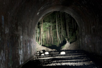 Looking to the east end of the tunnel in nearly 10 years after we experienced running coming toward us from this direction.
