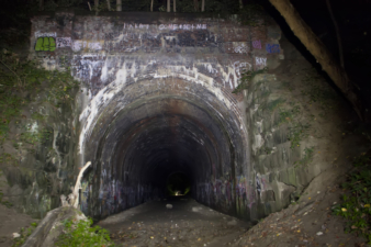 The east face of Moonville Tunnel on a warm August night in 2014.