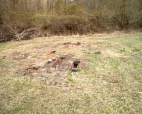The foundation of a kiln that had been destroyed years ago.