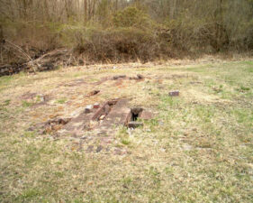 The foundation of a kiln that had been destroyed years ago.