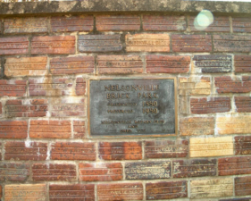 A bronze marker dedicated the brick plant's 100-year anniversary.