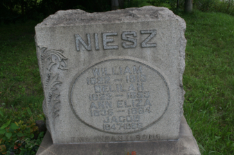 This Niesz family marker listed the burials of six members of the family.