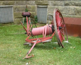 This appeared to be an old fire hose wagon.