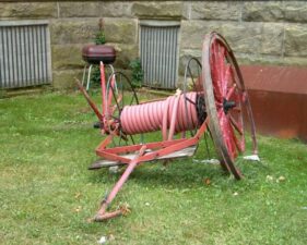This appeared to be an old fire hose wagon.
