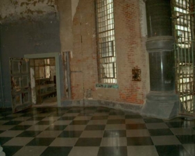 In the guard room looking toward the central rooms.