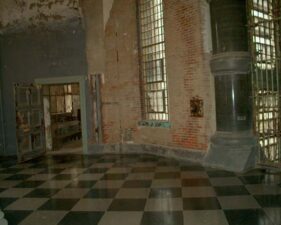 In the guard room looking toward the central rooms.