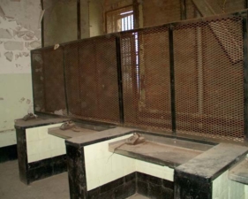 The visitation area where loved ones could speak with their convicted.