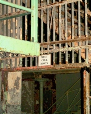 A sign stated that we were entering the west cell block.