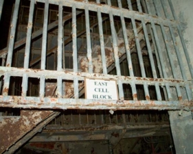 This sign marked the entrance of the east cell block.