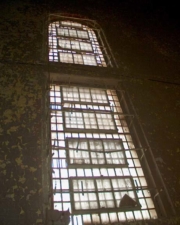 One of the massive windows that allowed light into the cell block.