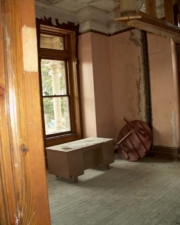 A desk that was left behind from the administration office days.