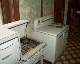 A couple of stoves in the administration area where the warden lived.