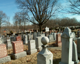 The tombstones were very closely grouped together.