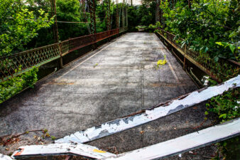 The bridge deck has seen better days. Just imagine all of the travelers who have crossed the Olentangy River here.