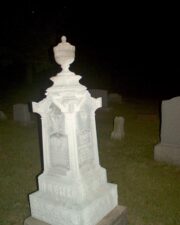 The tombstone for Elizabeth Brehm also gave off a nice glow from our flash.