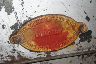 The nameplate on a piece of machinery.