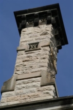 One of the castle's many chimneys.