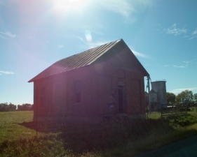 You can see the farm and some bulls in the background.
