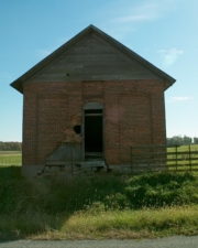 The front of Paint Creek School as seen from the middle of Selsor-Moon Road.