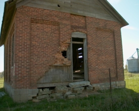 The front wall was beginning to crumble.