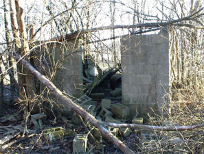 This cinderblock structure was located near where the new Hamilton Township elementary school as built.
