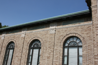 Some of the scientist names above the windows north of the main doors.